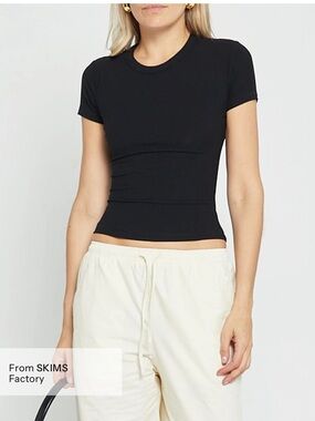 NWT CAARA Soft Lounge Ribbed Soft Skims Factory Few Moda T-Shirt Small
